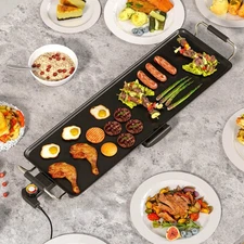 27" Large Electric Griddle w/ Adjustable Temperature Thermostats and Drip Tray