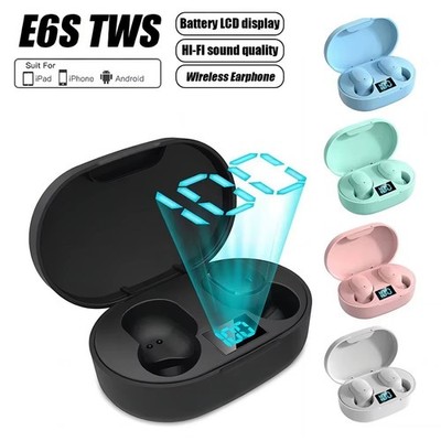TWS E6S Wireless Bluetooth Earbuds With Mic LED Display Noise Cancelling Headset