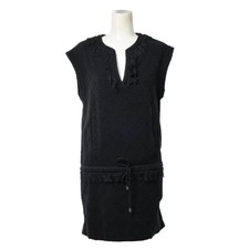 CHANEL Matelasse Coco mark Embroidered Pile Sleeveless Dress Used CYHE-0