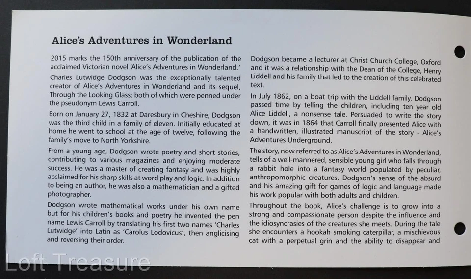 Alderney Stamps: "Alice in Wonderland-150 Years" £3 MS Presentation Pack 2015 - Image 4 of 4