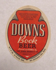 Vintage 1940s Downs Bock Beer IRTP 12oz. Bottle Label
