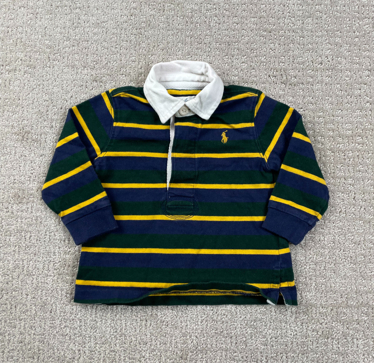 Ralph Lauren Polo Shirt Baby Boy 9M Long Sleeve Multicolor Striped Pony Preppy