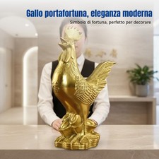 Scultura gallo ottone, gallina zodiaco, lingotto ricchezza, esposizione