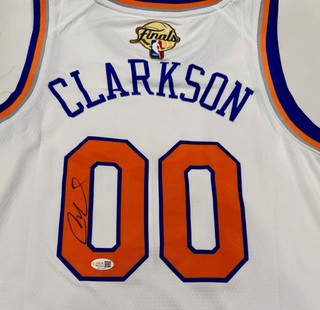 Jordan Clarkson Signed New York Knicks NBA Finals white Jersey JSA Authenticated