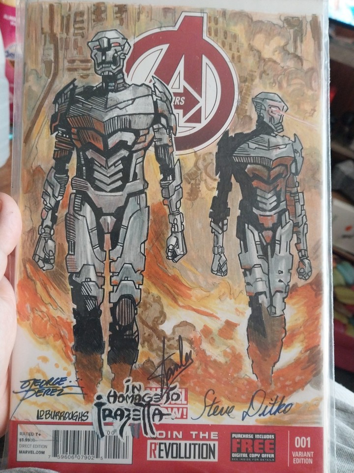 the alephs sketch signed by george perez, stan lee and steve ditko READ DESCRIP Comic Art