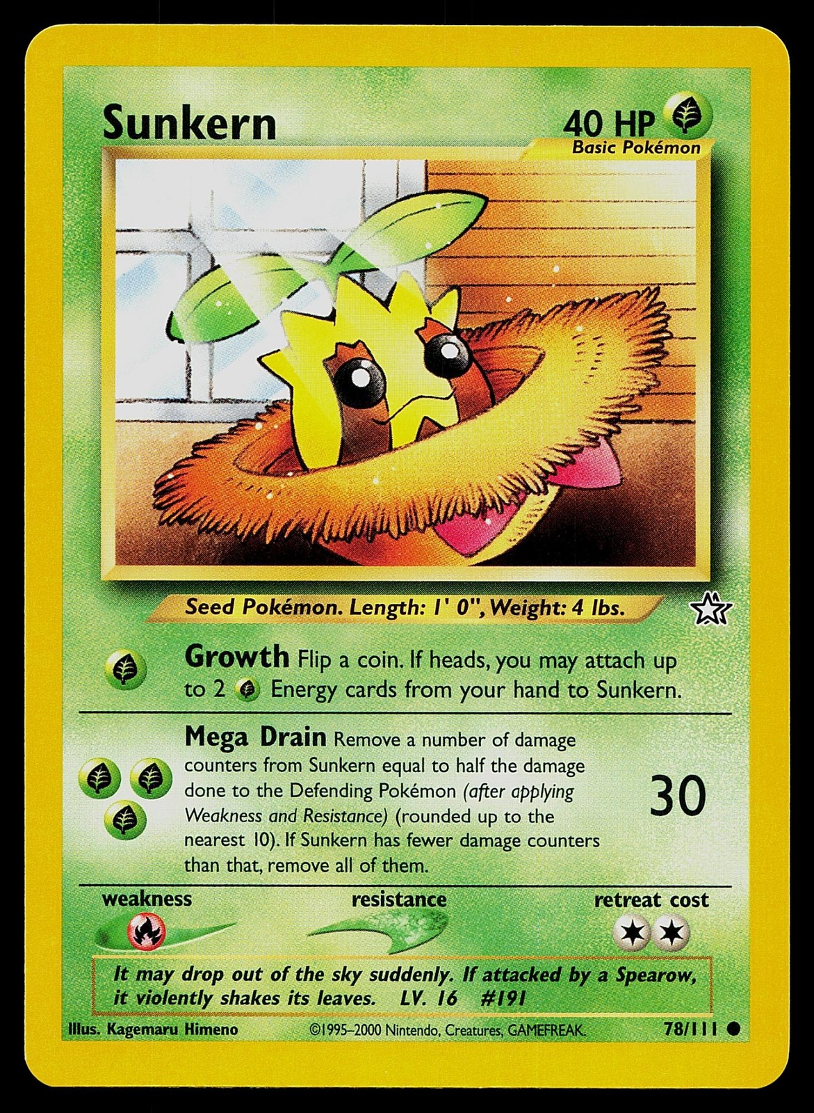 Pokemon Card Neo Genesis Sunkern 78/111 Unlimited Common