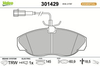 Valeo Bremsbelagsatz, Scheibenbremse 301429 FüR CitroËN Passend FüR Fiat