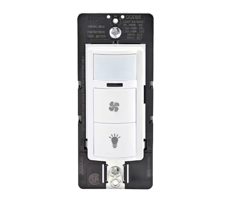 Decora Single Pole In-Wall Combination Occupancy Sensor with Fan Switch, 1/4 HP