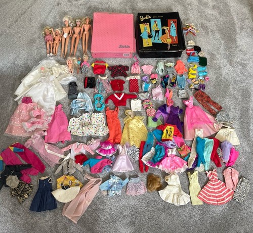 Lot Vêtements Barbie Vintage Années 60 + Valise, Collection Mattel