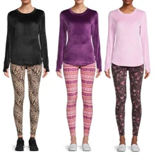 Cuddl Duds VELOUR 2pc Set ClimateRight Women XL-2X Top Legging Pajama Base Layer