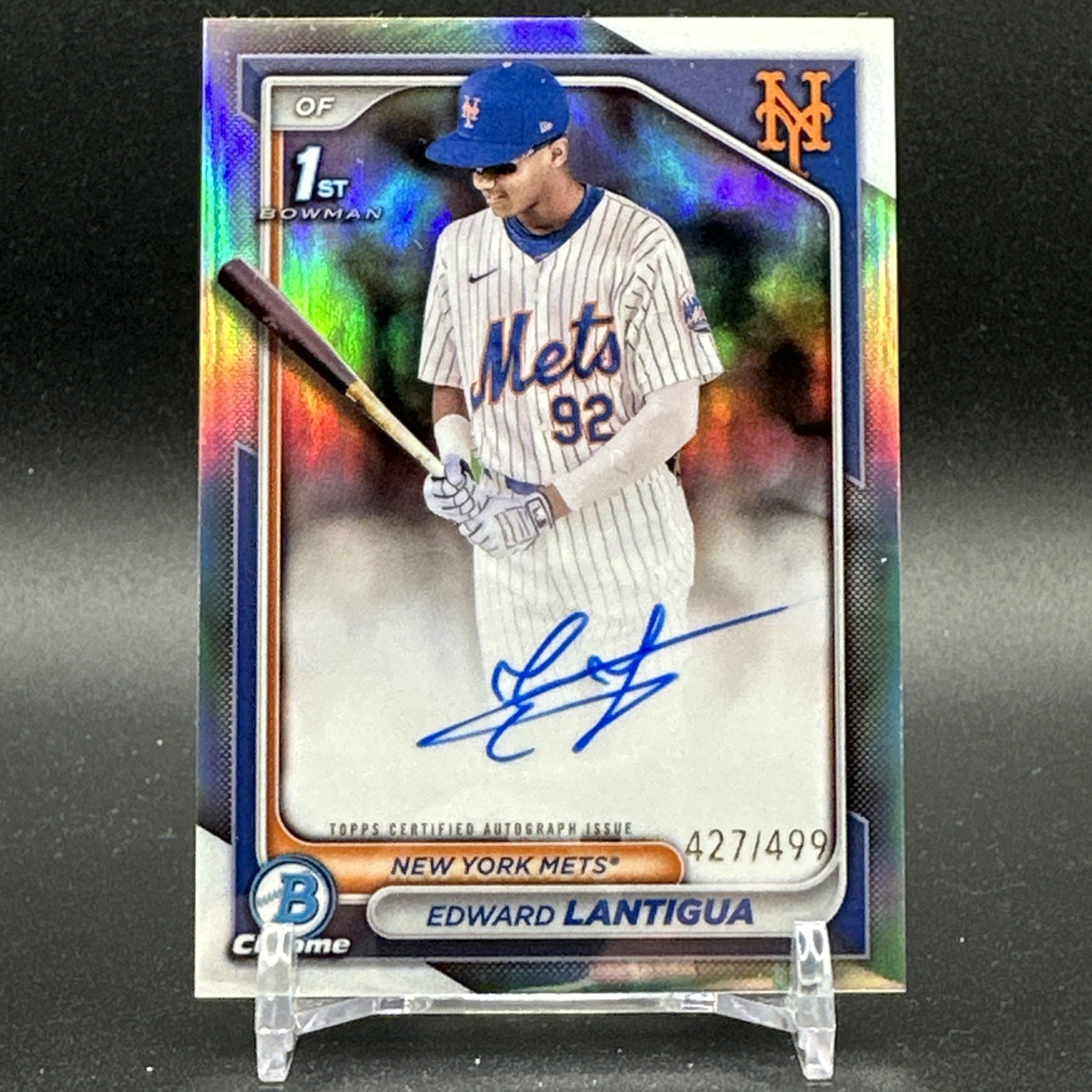 Edward Lantigua 2024 Bowman 1st Chrome Refractor Auto /499 New York Mets CPA-EL