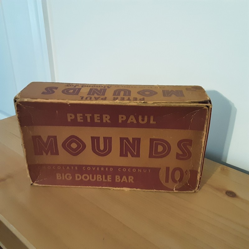 Vintage Peter Paul Mounds Bar Cardboard Box 1950's Pre Owned