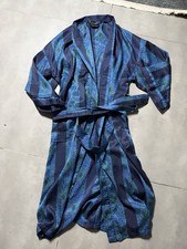 Vintage Christian Dior Monsieur Peacock Bathrobe Mens One Size Teal Striped