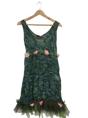 KAILASH Tunikakleid Damen Kleid Gr. DE 38 khaki-blau extravaganter Stil