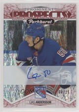 2018 Upper Deck Parkhurst Prominent Prospects Red 4/25 Lias Andersson Auto 10r6