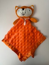 Orange Baby Fox Lovey Security Blanket Minky Dot SatinPlush 16" X 16" Super Cute