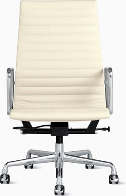 New Cream Ivory Herman Miller Eames Aluminum Group Leather High Back Exec Chair