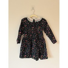 Vintage OshKosh Bgosh Girls Corduroy Floral Dress Embroidered Collar Size 5 USA