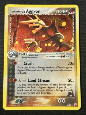 Team Magma's Aggron 7/95 Team Magma vs Team Aqua Holo English Pokemon LP 2004