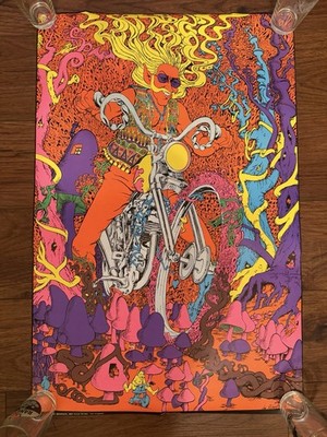 NOS Captain America Chopper Blacklight Poster Joe Roberts Jr 1970