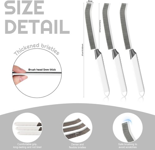 White Crevice Cleaning Brush 5 PCS for Kitchen Bathroom and Appliance Surfaces - Afbeelding 7 van 9