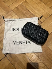 BOTTEGA VENETA Plissé Knot Clutch Black Leather Authentic Brand New