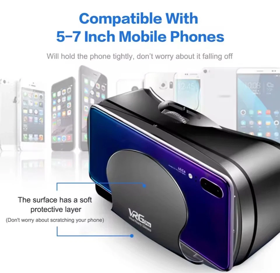3D VR Headset Box Virtual Reality Helmet Glasses For 5-7” Screen Smart Phone - Image 3 of 4