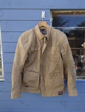 Men Merlin Victory Waxed Motorcycle Jacket Tan Size Medium Armour Ready