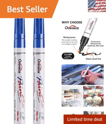 Quick Drying & Waterproof Blue Oil Paint Markers - Perfect for Multiple Surfaces