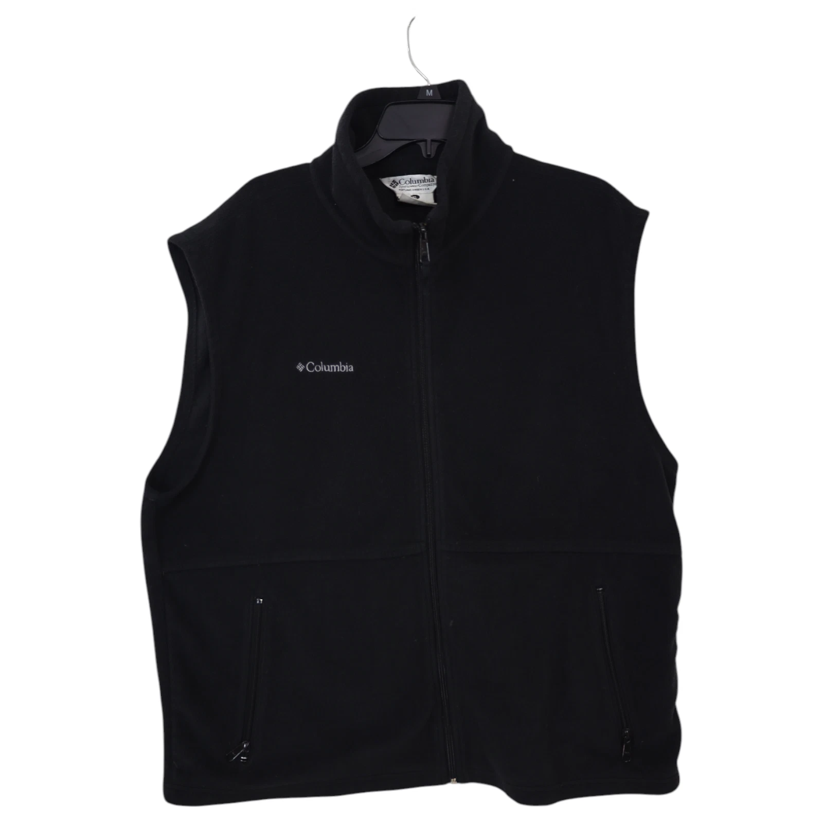Columbia Cathedral Peak Vest Mens XL Black Fleece Sleeveless Mock Neck Full Zip