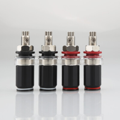 4Pcs  LAUTSPRECHER RHODINIERT RHODIUM EINBAUBUCHSEN-BINDING POST HIFI