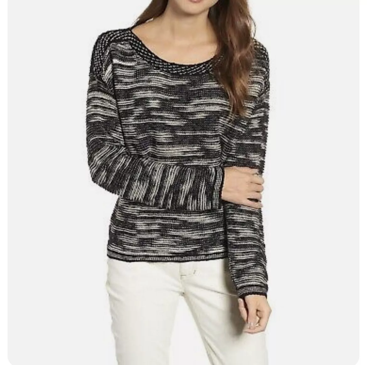 Eileen fisher black and white best sale sweater