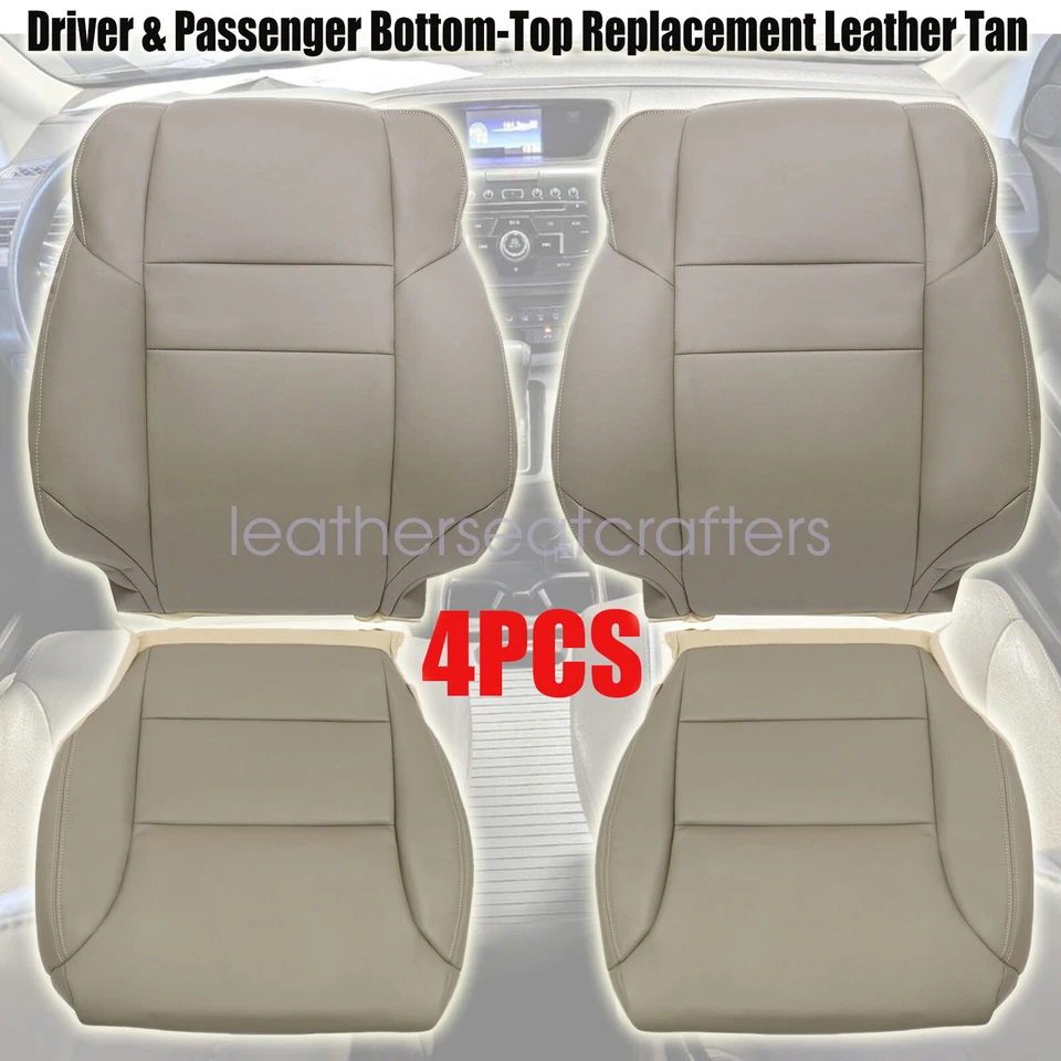 New For 2012-2016 Honda CR-V Driver&Passenger Bottom-Top Leather Seat Cover Tan Foto 3 de 4