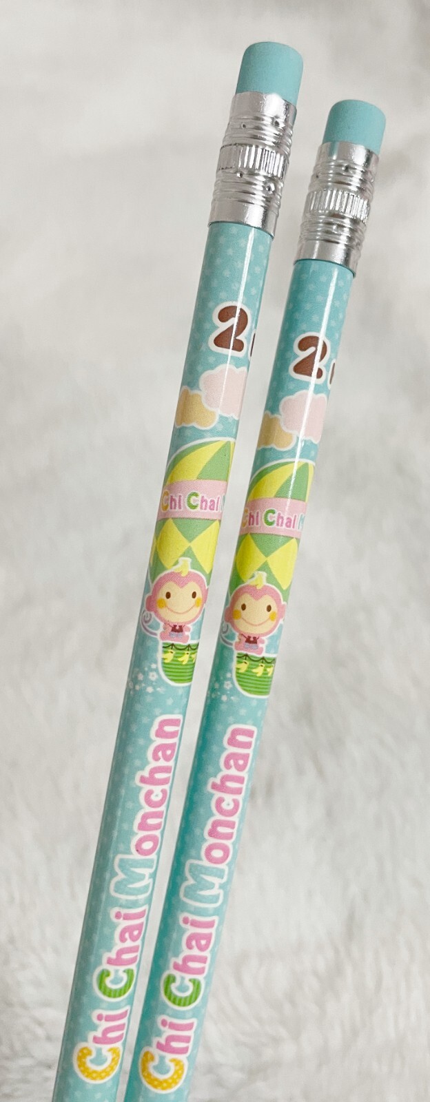 Sanrio, Chi Chai Monchan Monkey Lot of 2 Pencil with Eraser Top, 2007