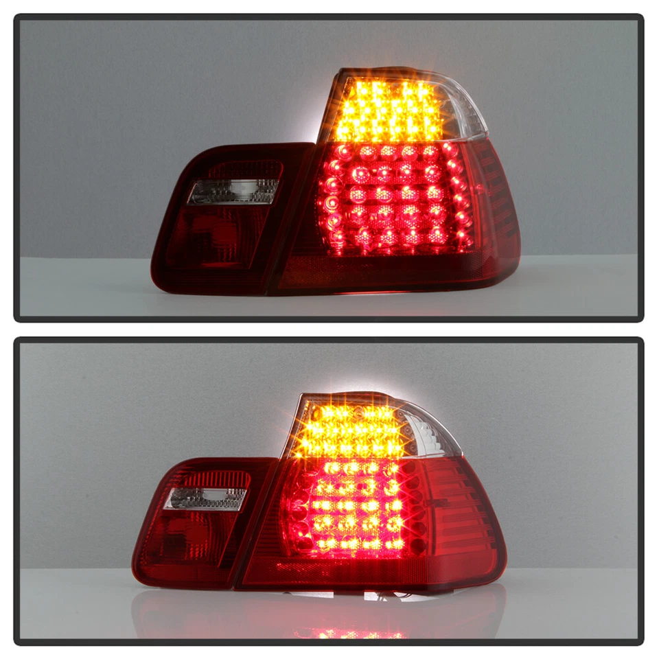 2002-2005 BMW E46 320i 325i 330i 3-Series Sedan Red Clear LED Tail Lights 02-05 - Image 4 of 4