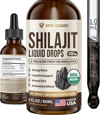 60ML Organic 1000mg Himalayan Shilajit Supplement Extremely Potent,Fulvic Acid