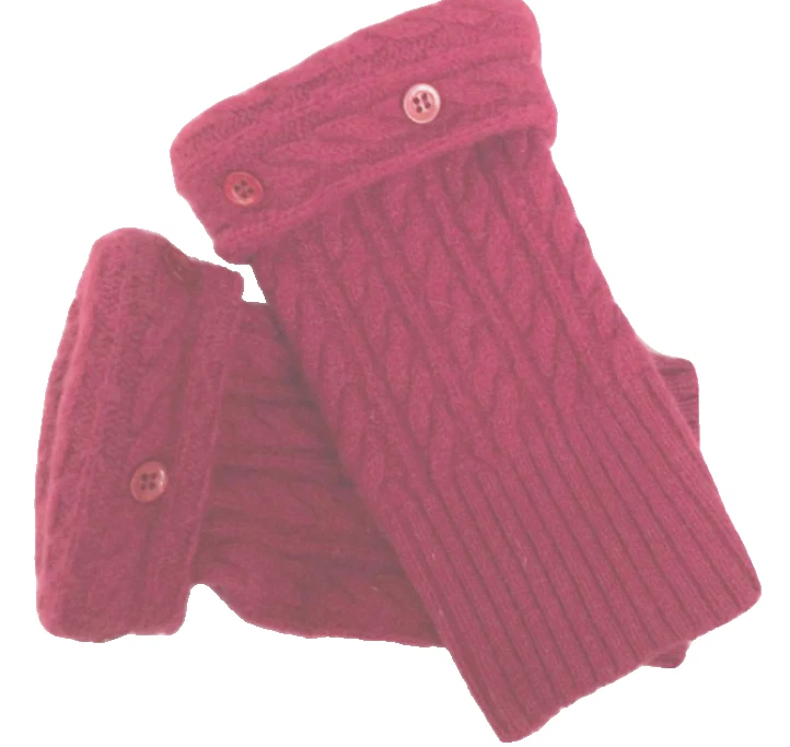 FINGERLESS GLOVES RED MERINO WOOL CASHMERE ONE SIZE S M L SMALL MEDIUM LARGE OS