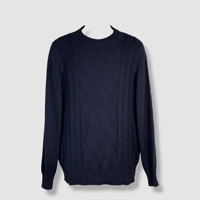 Brunello Cucinelli Men's Blue Rib-Knit Textured Crewneck Sweater Size 52