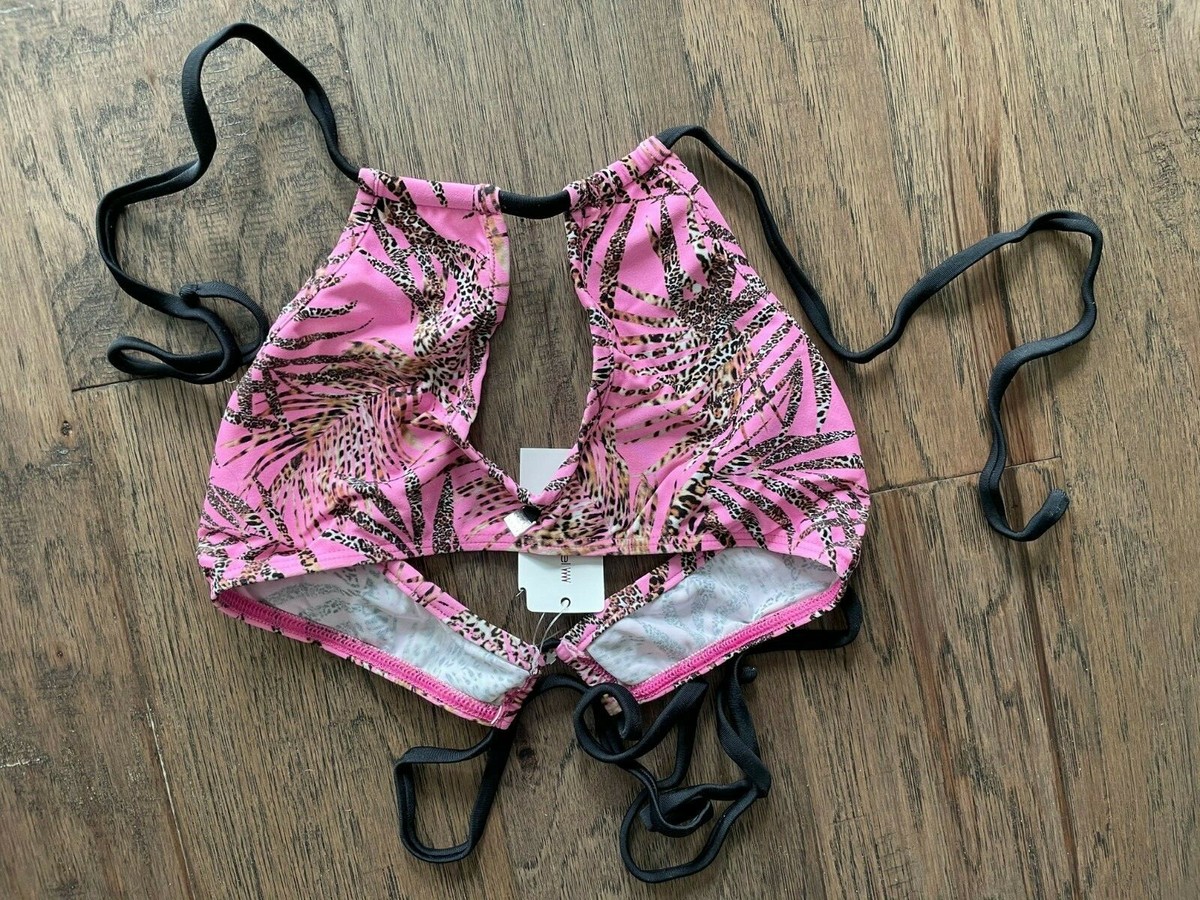 wicked weaselピンクビキニ3点セット wicked weasel シースルーネオンフラミンゴカラービキニ水着