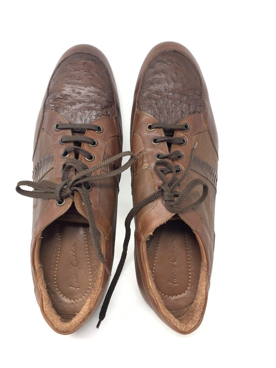 Cuadra tobacco casual fashion ostrich leather sneakers for  display picture 1