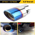 Car Exhaust Pipe Tip Rear Tail Throat Muffler Stainless Steel Accessories 2.5