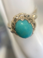 925 Sterling Silver and Turquoise Ring  Size 8  Band 2mm  Ring Wt. 2.5g