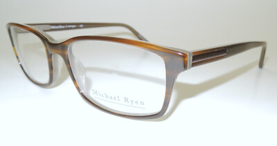 MICHAEL RYEN MR.-206 SHINY BROWN STRIPED ACETATE EYEGLASS FRAME   150   57 - 18