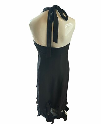 Max and Cleo Backless Dress Semi Sheer V Neck Sz 8 w Ruffles Cocktail Dress  | eBay