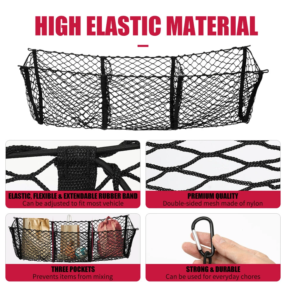 Pickup 3Pocket Cargo Trunk Heavy-Duty Luggage Net For Mazda B2300 94-10 SX SE DS — 第 4/4 张图片