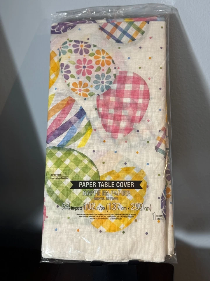 Vibrant Easter Eggs Paper Tablecloth 54" x 102" - Brand New & Sealed!! - Image 2 of 2