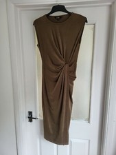 Stunning LUXE by Dorothy Perkins. Olive Suede Effect Bodycon Dress. Size 8.