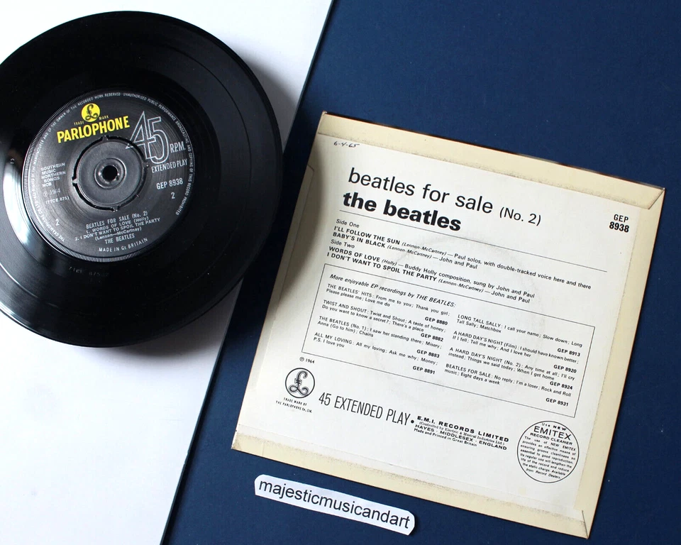 ORIGINAL 1965 UK MONO THE BEATLES FOLLOW THE SUN EP 7" VINYL BABY'S IN BLACK - Image 3 of 4