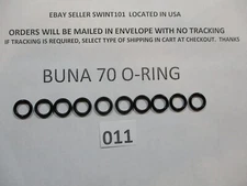 011 O-ring. 5/16" ID x 7/16" OD x 1/16" thick. Buna-70.  Quan 10.