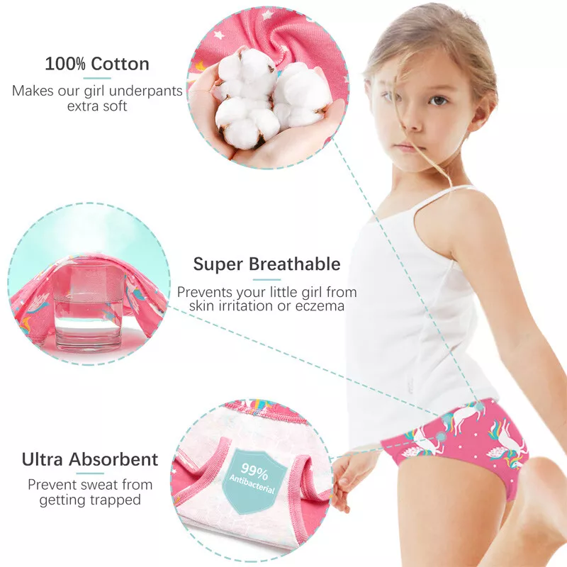 6PCS Girls Cotton Underwear Briefs Kids Breathable Panties 2T 3T